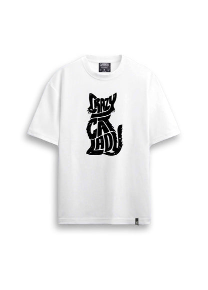 kedi baskılı regular beyaz tişört