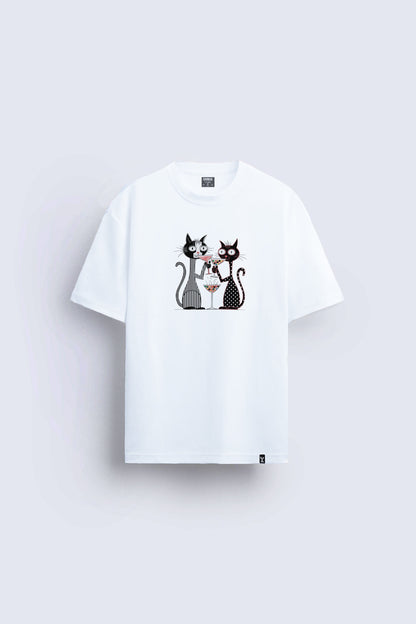 Kedi baskılı regular tişört