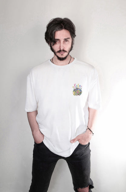 Korn baskılı oversize tişört