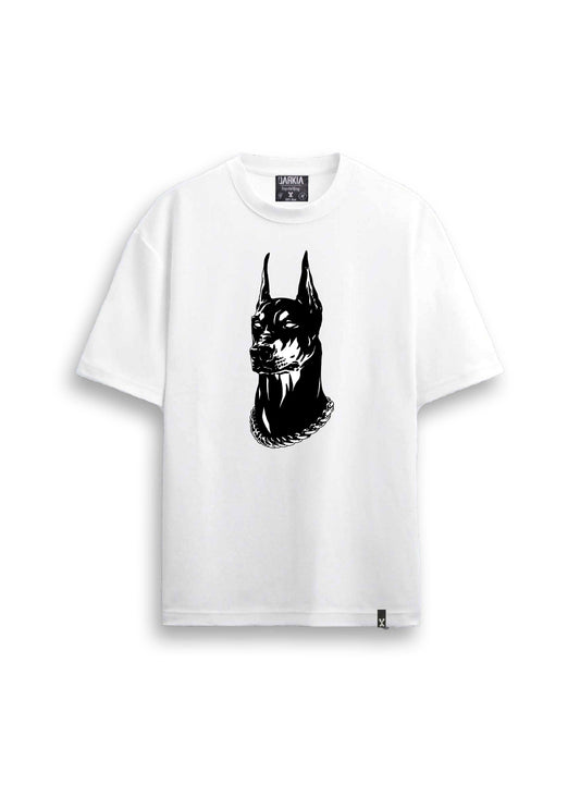 doberman baskılı regular beyaz tişört