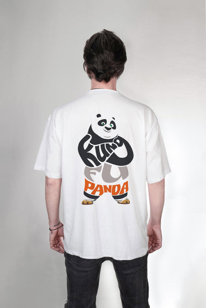 Kungfu panda baskılı oversize tişört
