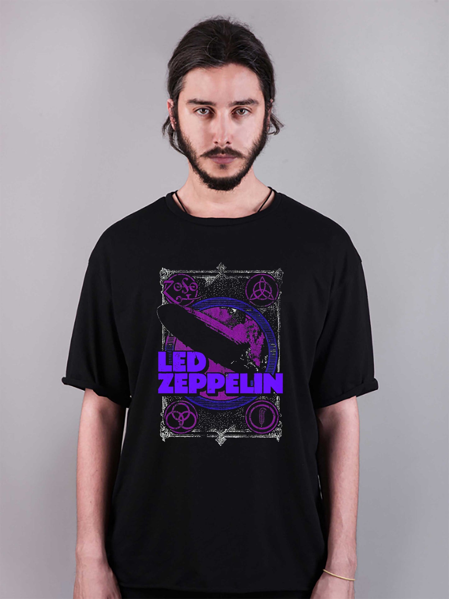 ledzeppelin baskılı oversize tişört