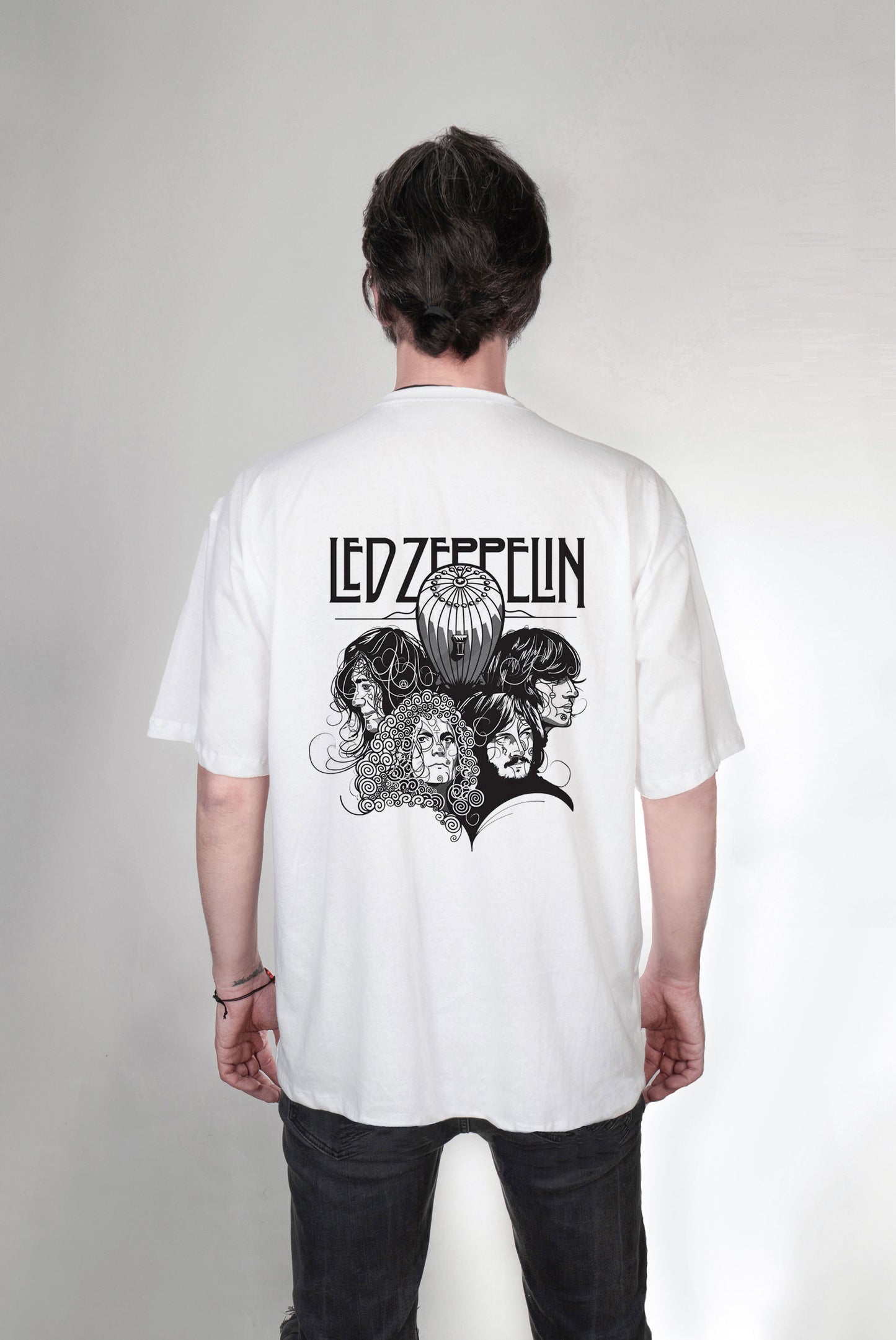 Led Zeppelin baskılı oversize tişört