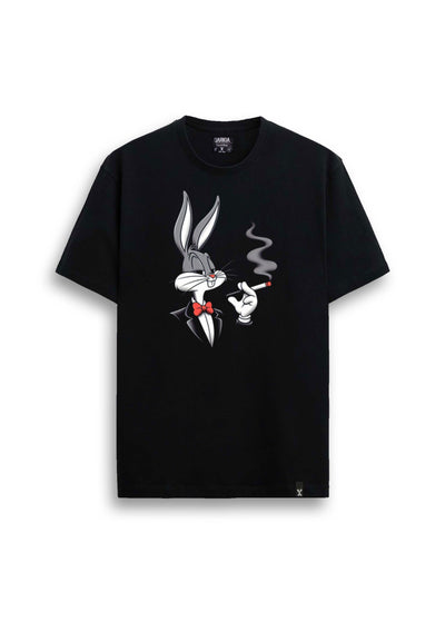 çizgi film baskılı regular siyah tişört