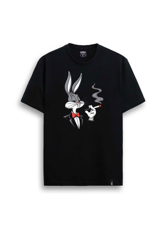 çizgi film baskılı regular siyah tişört