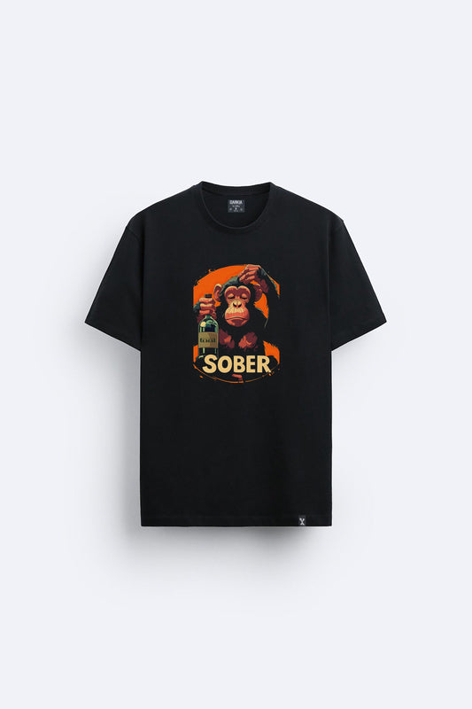 Maymun baskılı regular tişört