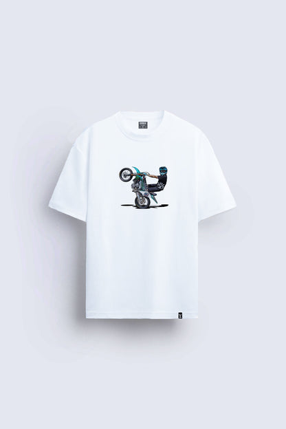 Motorcu baskılı regular tişört