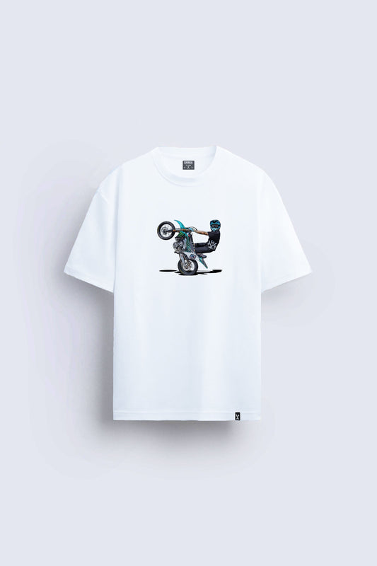 Motorcu baskılı regular tişört