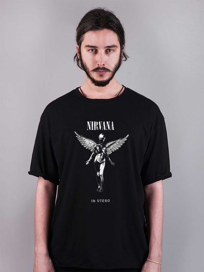 nirvana baskılı oversize tişört