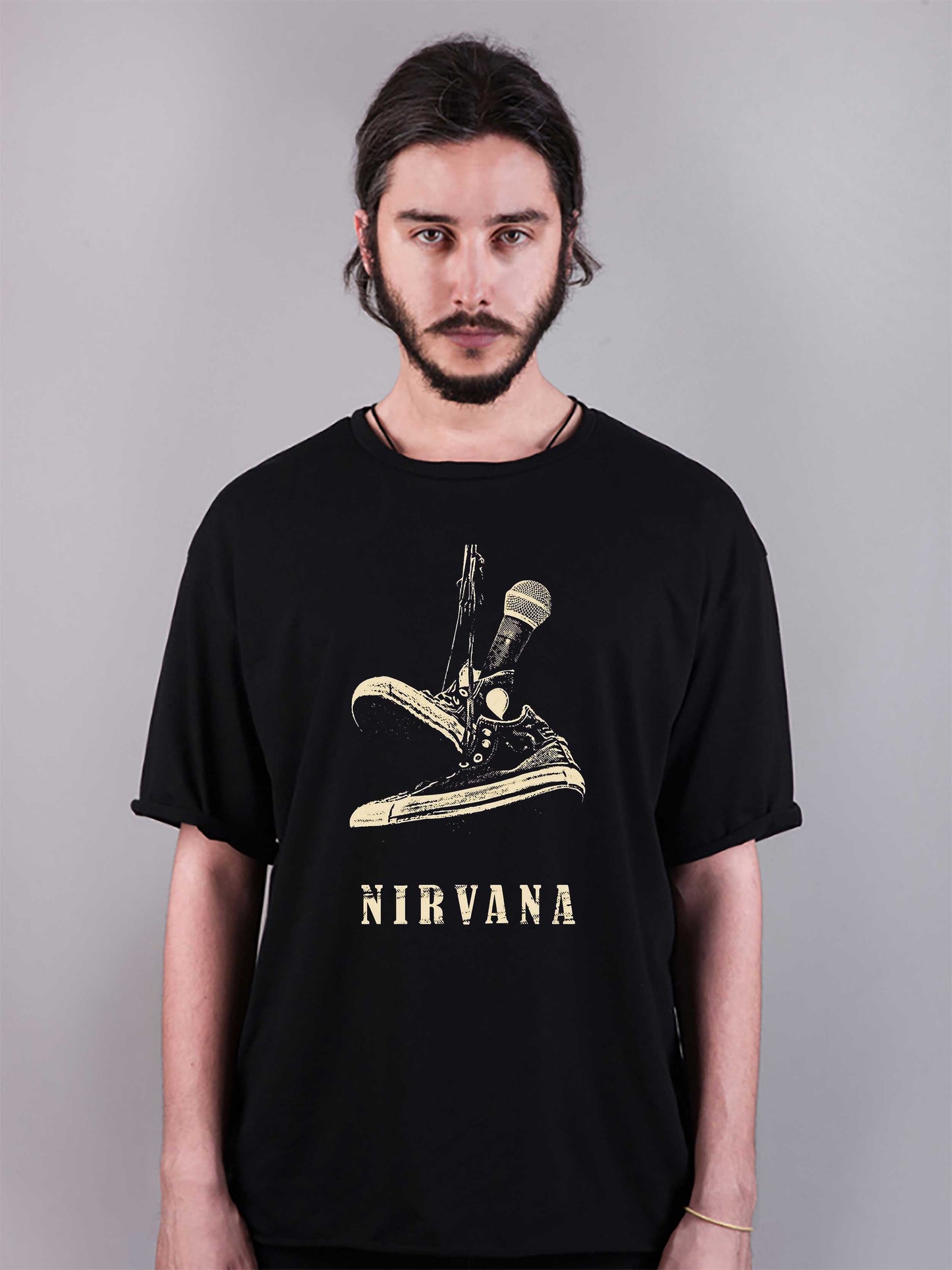 nirvana baskılı oversize tişört