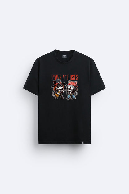 Cat roses baskılı regular tişört