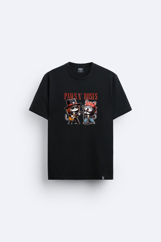 Cat roses baskılı regular tişört