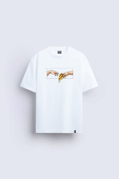 minimal baskılı beyaz oversize tişört