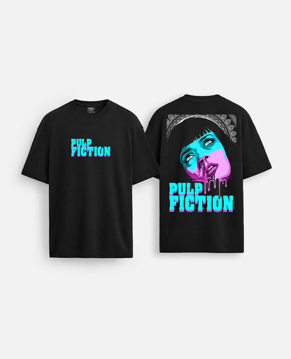 Pulp fiction baskılı oversize tişört
