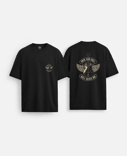 Rock baskılı oversize tişört
