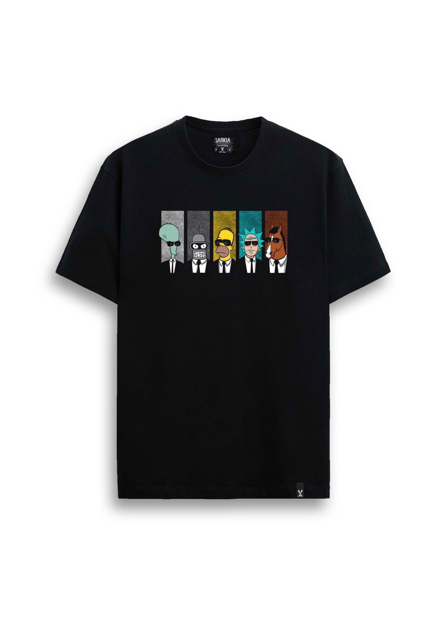 çizgi film baskılı regular siyah tişört