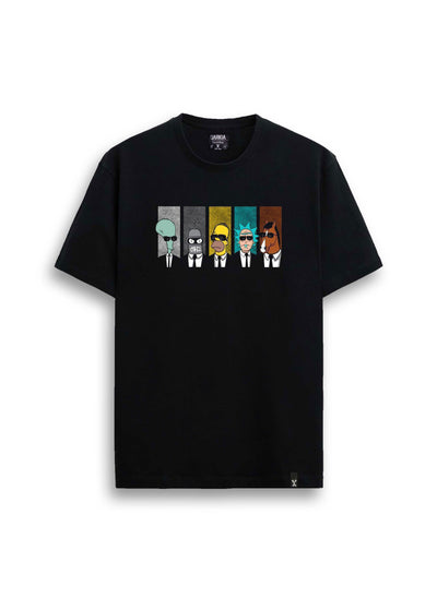 çizgi film baskılı regular siyah tişört
