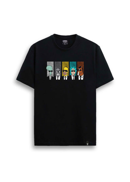 çizgi film baskılı regular siyah tişört