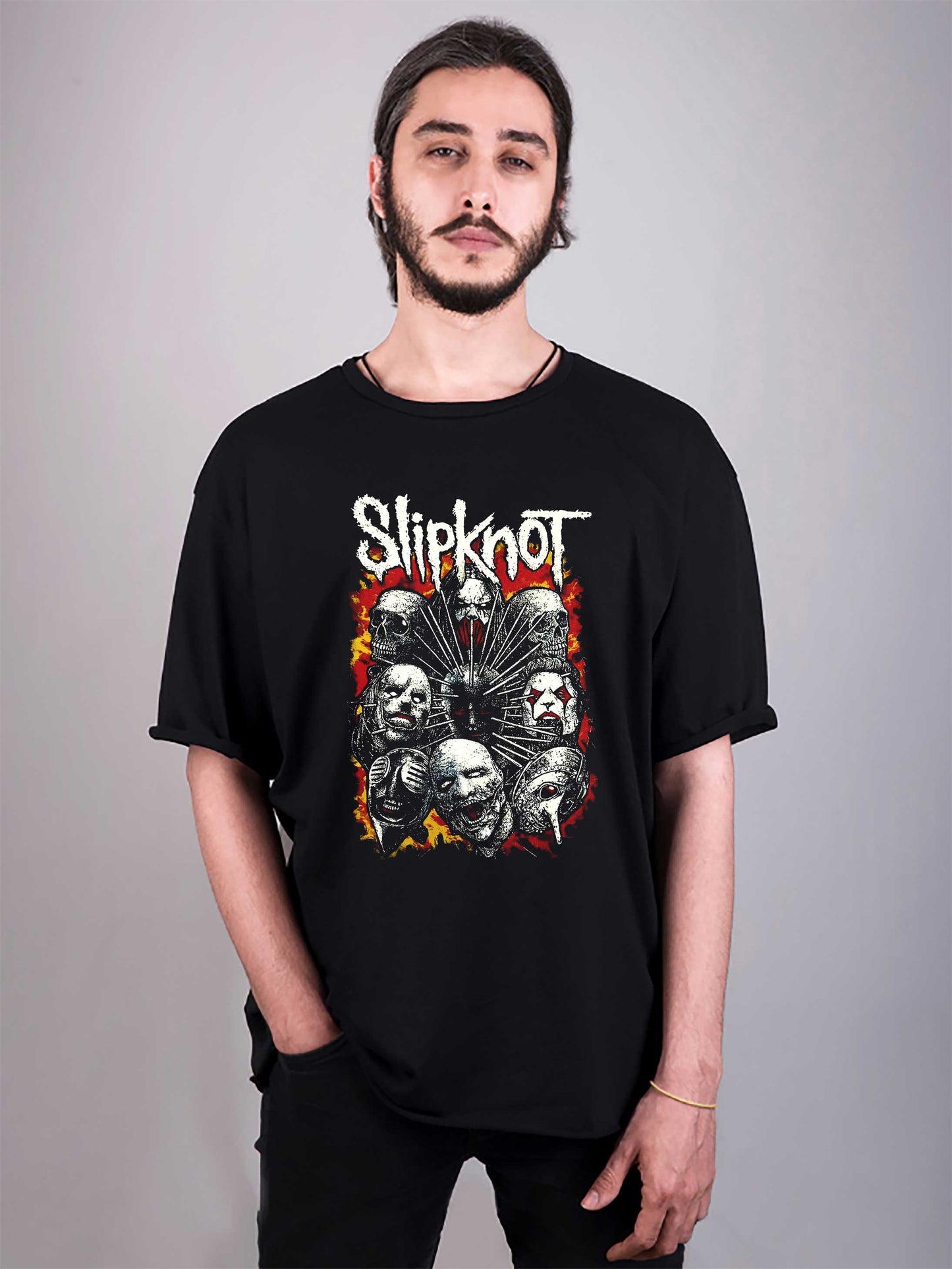 slipknot baskılı oversize tişört