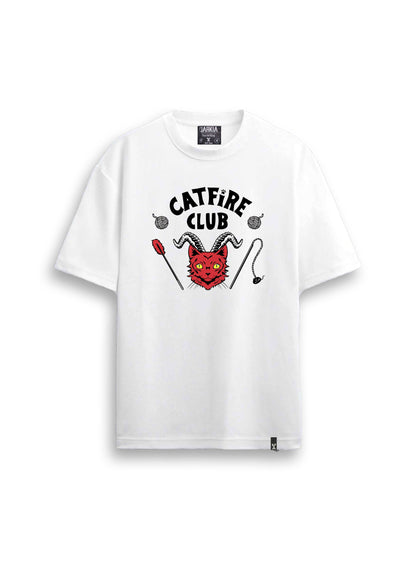 catfire baskılı regular beyaz tişört