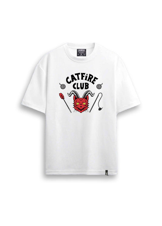 catfire baskılı regular beyaz tişört