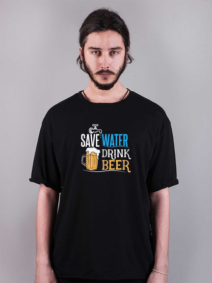 beer baskılı oversize tişört