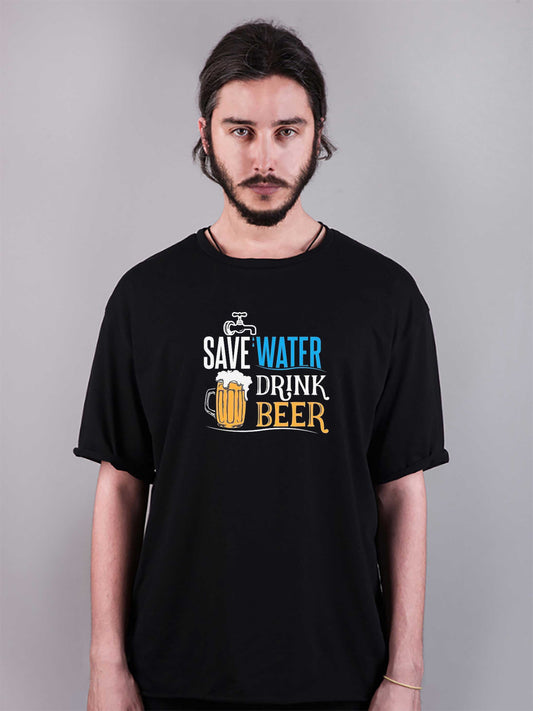 beer baskılı oversize tişört