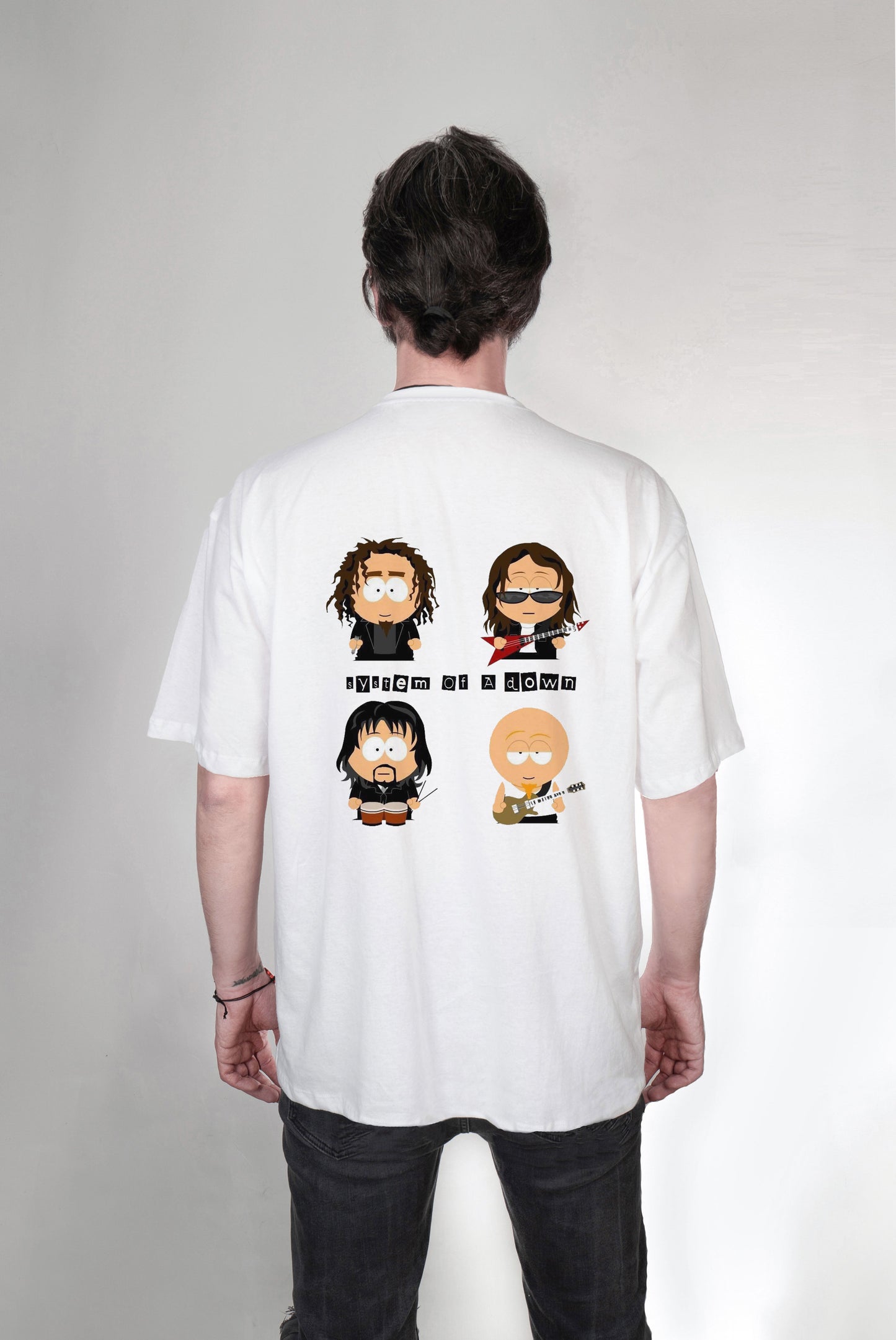 System of  down baskılı oversize tişört