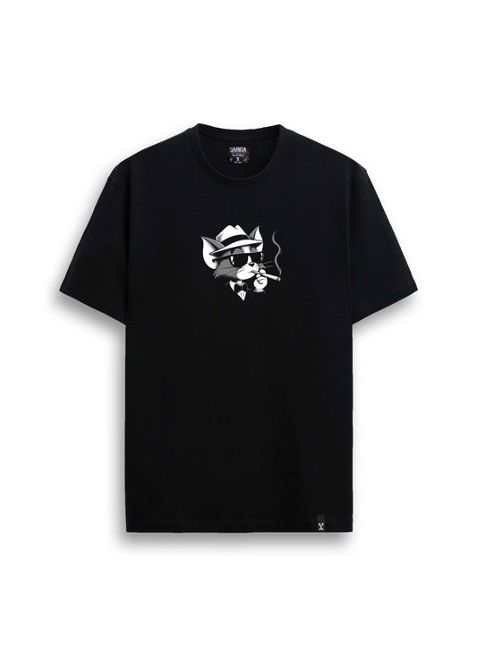 çizgi film baskılı regular siyah tişört