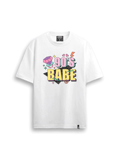 retro baskılı oversize tişört